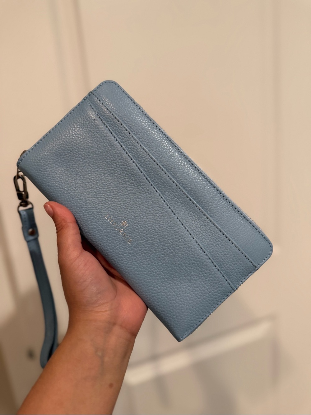 kate spade Blue Pebbled Leather Wristlet Wallet